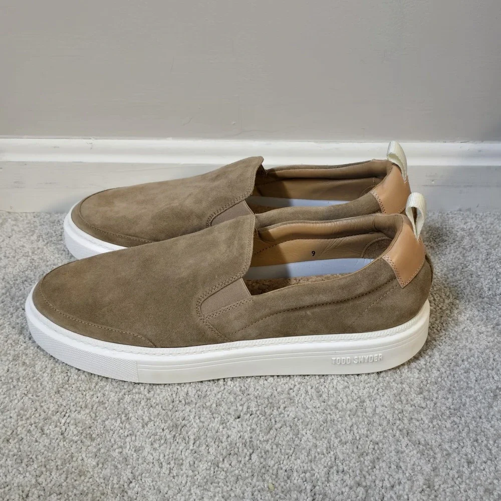 Todd Snyder Mens Tuscan Slip‎ On Suede Casual Shoes Cappucino Tan Sz 9 Italy